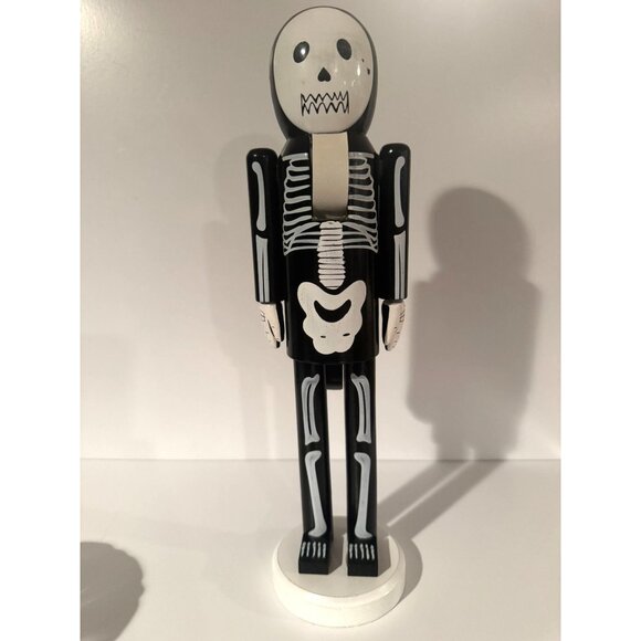 💀 Northlight 14" Wooden Skeleton Halloween Nutcracker (Black & White) - Picture 9 of 13